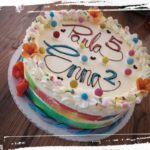 Smarties - Torte mit herauspurzelten Smartieskern