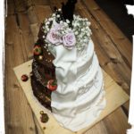 dreistöckige Hochzeitstorte schwarz/weiß