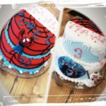 Motivtorte halb Spiderman & Eisprinzessin